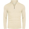 image:imageCOOFANDY Mens Quarter Zip Sweater Slim Fit Casual Knitted Turtleneck Pullover Mock Neck Polo SweaterLight Khaki