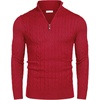 image:imageCOOFANDY Mens Quarter Zip Sweater Slim Fit Casual Knitted Turtleneck Pullover Mock Neck Polo SweaterRed