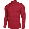 image:imageCOOFANDY Mens Quarter Zip Sweater Slim Fit Casual Knitted Turtleneck Pullover Mock Neck Polo SweaterRed