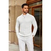 image:imageCOOFANDY Mens Quarter Zip Sweater Slim Fit Casual Knitted Turtleneck Pullover Mock Neck Polo SweaterWhite