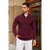 image:imageCOOFANDY Mens Quarter Zip Sweater Slim Fit Casual Knitted Turtleneck Pullover Mock Neck Polo SweaterWine Red