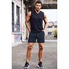 image:imageCOOFANDY Mens Running Athletic Shorts 5 Inch 2 Pack Gym Workout Shorts Fitted Exercise Hiking Shorts with Zipper PocketCamo BlueGrey