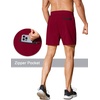 image:imageCOOFANDY Mens Running Athletic Shorts 5 Inch 2 Pack Gym Workout Shorts Fitted Exercise Hiking Shorts with Zipper PocketDark RedBlack