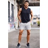 image:imageCOOFANDY Mens Running Athletic Shorts 5 Inch 2 Pack Gym Workout Shorts Fitted Exercise Hiking Shorts with Zipper PocketKhakiLight Grey