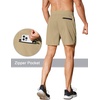 image:imageCOOFANDY Mens Running Athletic Shorts 5 Inch 2 Pack Gym Workout Shorts Fitted Exercise Hiking Shorts with Zipper PocketLight KhakiBlack