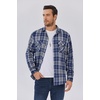 image:imageCOOFANDY Mens Sherpa Lined Flannel Shirt Jacket Long Sleeve Button Up Fleece Plaid ShirtsDark Blue