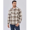 image:imageCOOFANDY Mens Sherpa Lined Flannel Shirt Jacket Long Sleeve Button Up Fleece Plaid ShirtsDark Brown Grey White Plaid
