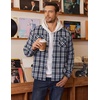 image:imageCOOFANDY Mens Sherpa Lined Flannel Shirt Jacket Long Sleeve Button Up Fleece Plaid ShirtsNavy White Khaki Plaid