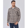 image:imageCOOFANDY Mens Sherpa Lined Flannel Shirt Jacket Long Sleeve Button Up Fleece Plaid ShirtsWhite Brown Plaid