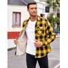 image:imageCOOFANDY Mens Sherpa Lined Flannel Shirt Jacket Long Sleeve Button Up Fleece Plaid ShirtsYellowBlack
