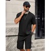 image:imageCOOFANDY Mens Shirt and Shorts Set 2 Piece Fashion Summer Tracksuits Cotton Oversized TShirts Cargo Shorts OutfitsAll Black