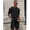 image:imageCOOFANDY Mens Shirt and Shorts Set 2 Piece Fashion Summer Tracksuits Cotton Oversized TShirts Cargo Shorts OutfitsAll Black