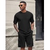 image:imageCOOFANDY Mens Shirt and Shorts Set 2 Piece Fashion Summer Tracksuits Cotton Oversized TShirts Cargo Shorts OutfitsAll Black
