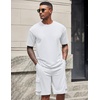 image:imageCOOFANDY Mens Shirt and Shorts Set 2 Piece Fashion Summer Tracksuits Cotton Oversized TShirts Cargo Shorts OutfitsAll White