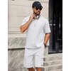 image:imageCOOFANDY Mens Shirt and Shorts Set 2 Piece Fashion Summer Tracksuits Cotton Oversized TShirts Cargo Shorts OutfitsAll White