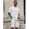 image:imageCOOFANDY Mens Shirt and Shorts Set 2 Piece Fashion Summer Tracksuits Cotton Oversized TShirts Cargo Shorts OutfitsAll White