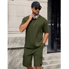 image:imageCOOFANDY Mens Shirt and Shorts Set 2 Piece Fashion Summer Tracksuits Cotton Oversized TShirts Cargo Shorts OutfitsArmy Green