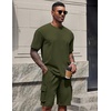 image:imageCOOFANDY Mens Shirt and Shorts Set 2 Piece Fashion Summer Tracksuits Cotton Oversized TShirts Cargo Shorts OutfitsArmy Green