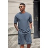 image:imageCOOFANDY Mens Shirt and Shorts Set 2 Piece Fashion Summer Tracksuits Cotton Oversized TShirts Cargo Shorts OutfitsDark Blue