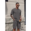 image:imageCOOFANDY Mens Shirt and Shorts Set 2 Piece Fashion Summer Tracksuits Cotton Oversized TShirts Cargo Shorts OutfitsDark Grey