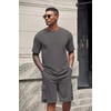 image:imageCOOFANDY Mens Shirt and Shorts Set 2 Piece Fashion Summer Tracksuits Cotton Oversized TShirts Cargo Shorts OutfitsDark Grey