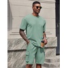 image:imageCOOFANDY Mens Shirt and Shorts Set 2 Piece Fashion Summer Tracksuits Cotton Oversized TShirts Cargo Shorts OutfitsGrey Green