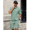 image:imageCOOFANDY Mens Shirt and Shorts Set 2 Piece Fashion Summer Tracksuits Cotton Oversized TShirts Cargo Shorts OutfitsGrey Green