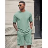 image:imageCOOFANDY Mens Shirt and Shorts Set 2 Piece Fashion Summer Tracksuits Cotton Oversized TShirts Cargo Shorts OutfitsGrey Green