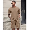 image:imageCOOFANDY Mens Shirt and Shorts Set 2 Piece Fashion Summer Tracksuits Cotton Oversized TShirts Cargo Shorts OutfitsKhaki
