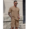 image:imageCOOFANDY Mens Shirt and Shorts Set 2 Piece Fashion Summer Tracksuits Cotton Oversized TShirts Cargo Shorts OutfitsKhaki