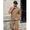 image:imageCOOFANDY Mens Shirt and Shorts Set 2 Piece Fashion Summer Tracksuits Cotton Oversized TShirts Cargo Shorts OutfitsKhaki