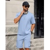 image:imageCOOFANDY Mens Shirt and Shorts Set 2 Piece Fashion Summer Tracksuits Cotton Oversized TShirts Cargo Shorts OutfitsLight Blue
