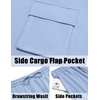 image:imageCOOFANDY Mens Shirt and Shorts Set 2 Piece Fashion Summer Tracksuits Cotton Oversized TShirts Cargo Shorts OutfitsLight Blue
