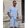 image:imageCOOFANDY Mens Shirt and Shorts Set 2 Piece Fashion Summer Tracksuits Cotton Oversized TShirts Cargo Shorts OutfitsLight Blue