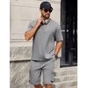 image:imageCOOFANDY Mens Shirt and Shorts Set 2 Piece Fashion Summer Tracksuits Cotton Oversized TShirts Cargo Shorts OutfitsLight Grey