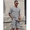 image:imageCOOFANDY Mens Shirt and Shorts Set 2 Piece Fashion Summer Tracksuits Cotton Oversized TShirts Cargo Shorts OutfitsLight Grey