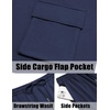 image:imageCOOFANDY Mens Shirt and Shorts Set 2 Piece Fashion Summer Tracksuits Cotton Oversized TShirts Cargo Shorts OutfitsNavy Blue