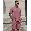 image:imageCOOFANDY Mens Shirt and Shorts Set 2 Piece Fashion Summer Tracksuits Cotton Oversized TShirts Cargo Shorts OutfitsPurple Red