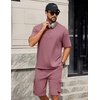 image:imageCOOFANDY Mens Shirt and Shorts Set 2 Piece Fashion Summer Tracksuits Cotton Oversized TShirts Cargo Shorts OutfitsPurple Red
