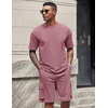 image:imageCOOFANDY Mens Shirt and Shorts Set 2 Piece Fashion Summer Tracksuits Cotton Oversized TShirts Cargo Shorts OutfitsPurple Red