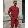 image:imageCOOFANDY Mens Shirt and Shorts Set 2 Piece Fashion Summer Tracksuits Cotton Oversized TShirts Cargo Shorts OutfitsRed