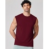 image:imageCOOFANDY Mens Sleeveless Shirts 100 Cotton Workout Tank Tops Cut Off Shirts Gym Muscle Loose Fit TeeDark Red