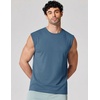 image:imageCOOFANDY Mens Sleeveless Shirts 100 Cotton Workout Tank Tops Cut Off Shirts Gym Muscle Loose Fit TeeGrey Blue