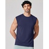 image:imageCOOFANDY Mens Sleeveless Shirts 100 Cotton Workout Tank Tops Cut Off Shirts Gym Muscle Loose Fit TeeNavy Blue