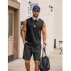 image:imageCOOFANDY Mens Sleeveless Shirts Cotton Workout Tank Tops Muscle Cut Off Shirt Summer Beach Casual Washed TeeBlack