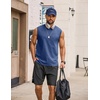 image:imageCOOFANDY Mens Sleeveless Shirts Cotton Workout Tank Tops Muscle Cut Off Shirt Summer Beach Casual Washed TeeNavy Blue