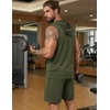 image:imageCOOFANDY Mens Sleeveless Workout Hoodie Shorts Set 2 Piece Outfits Hooded Tank Tops Gym Tracksuit SweatsuitsArmy Green