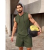 image:imageCOOFANDY Mens Sleeveless Workout Hoodie Shorts Set 2 Piece Outfits Hooded Tank Tops Gym Tracksuit SweatsuitsArmy Green