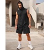 image:imageCOOFANDY Mens Sleeveless Workout Hoodie Shorts Set 2 Piece Outfits Hooded Tank Tops Gym Tracksuit SweatsuitsBlack