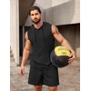 image:imageCOOFANDY Mens Sleeveless Workout Hoodie Shorts Set 2 Piece Outfits Hooded Tank Tops Gym Tracksuit SweatsuitsBlack